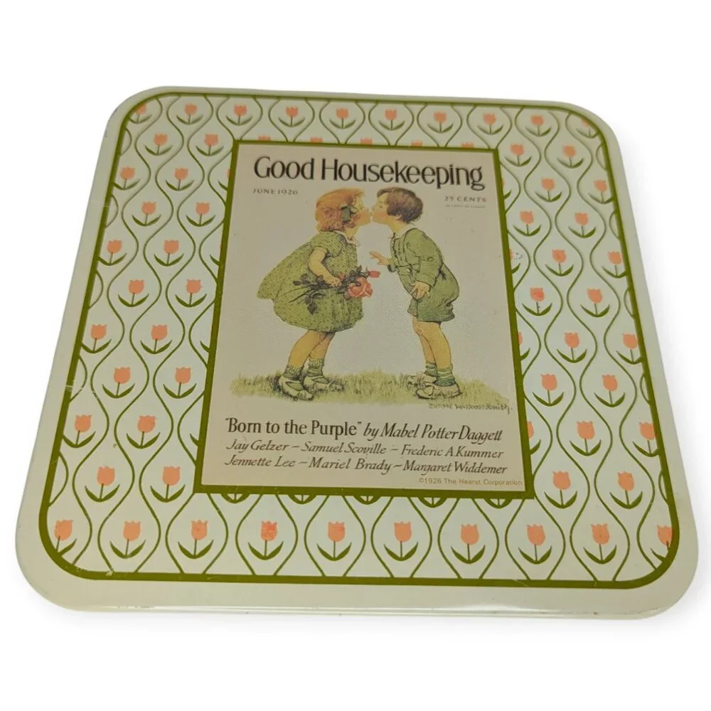 Vintage Cheinco Good Housekeeping Tin Hot Pad Square & Circle Set of 2
